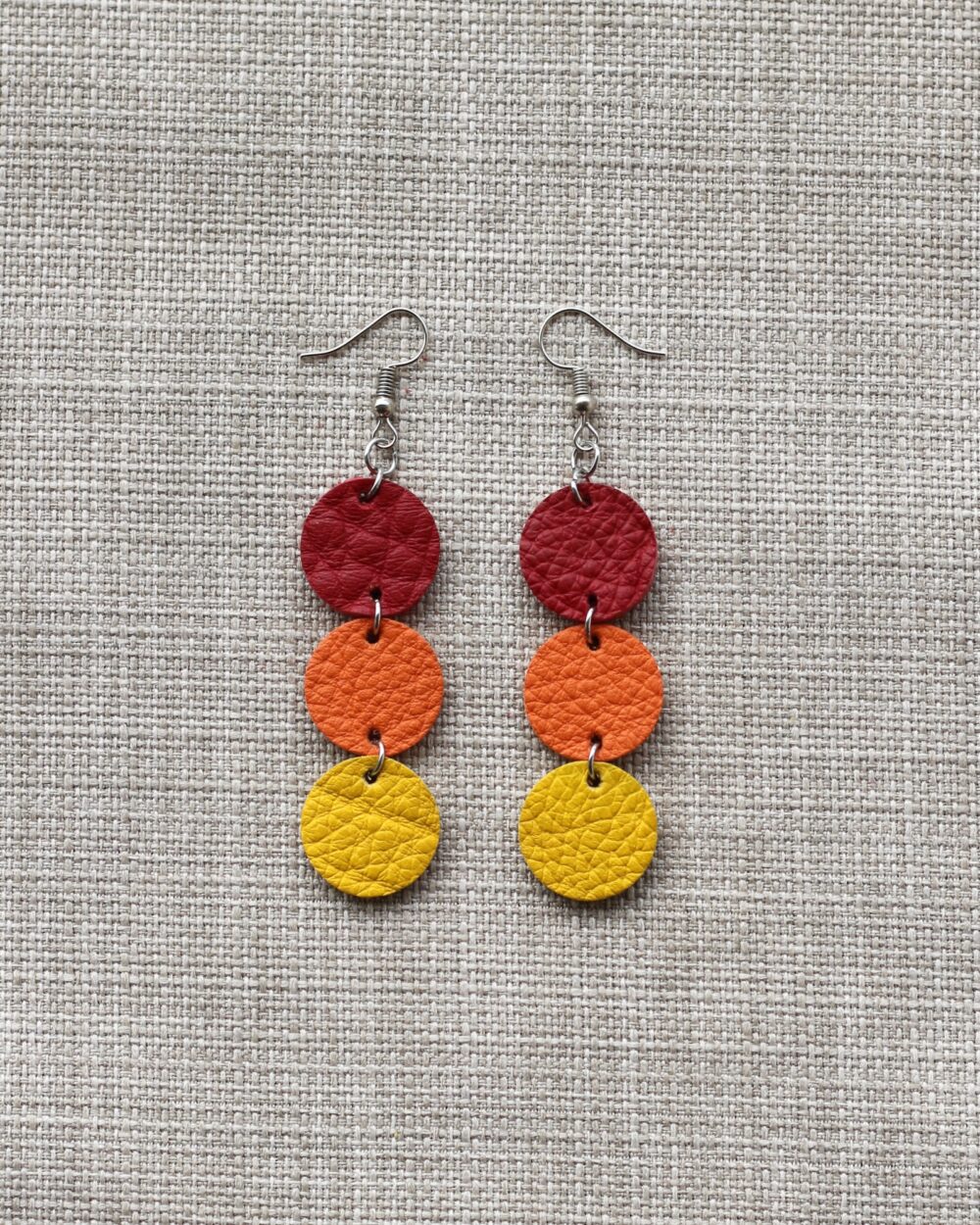 Boucles d'oreille triptyque "Coucher de soleil"